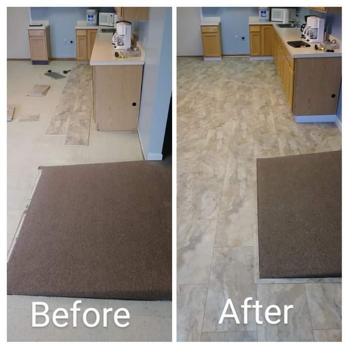 Before and after pictures of luxury vinyl tile
